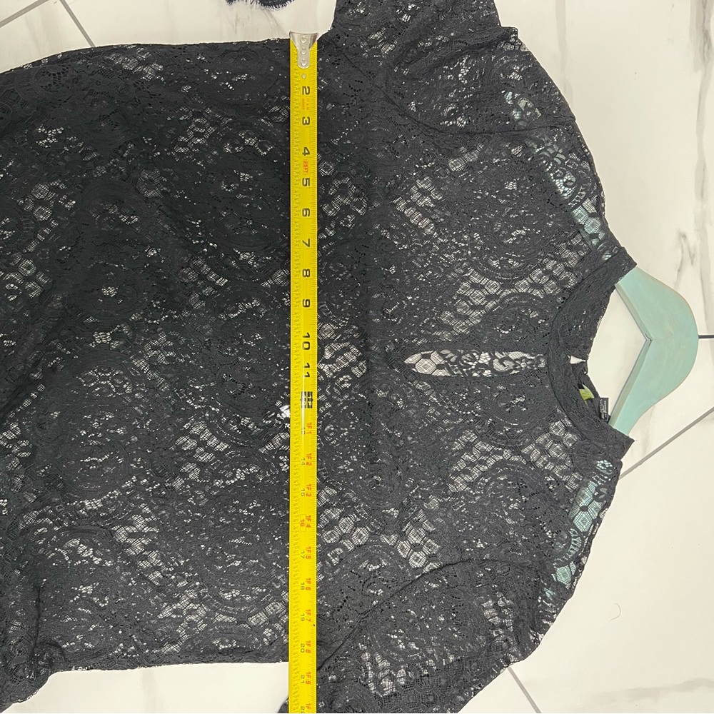 Forever 21 Lace Shirt Dress Womens Medium Black Midi Romantic Goth Sheer - Picture 9 of 9